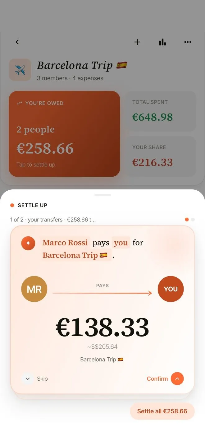 Settle up · Settl screenshot